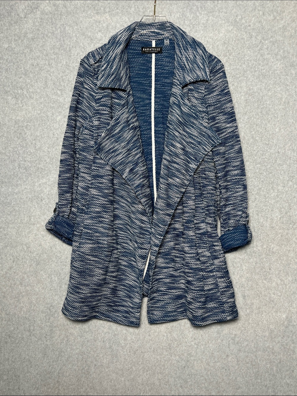 BAGATELLE Tweed Open-front Jacket In Blue size M NWT